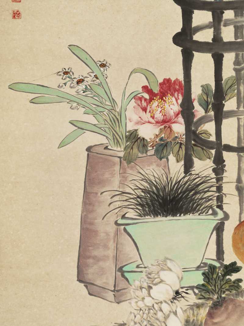 戊子（1948年）作 潘铸 清供图 - 图5
