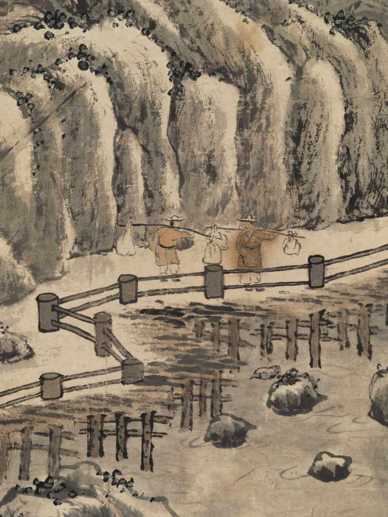 甲午（1834年）作 潘思牧（款） 仿戴文进关山积雪图通景六屏 - 图35