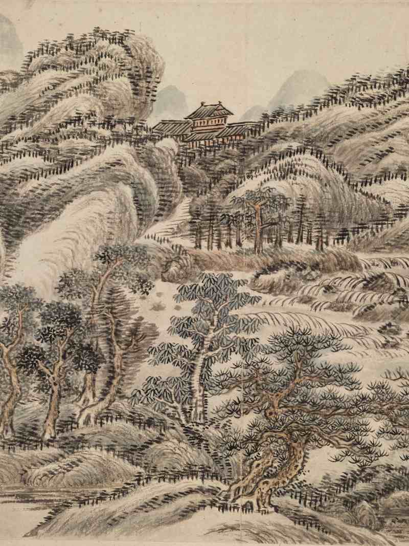 庚申（1680年）作 王翚（款） 仿元人山水二帧 - 图4