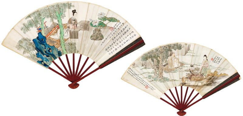 玄默掩茂（1922年）作 吴仲熊 停琴赏荷·铸剑图