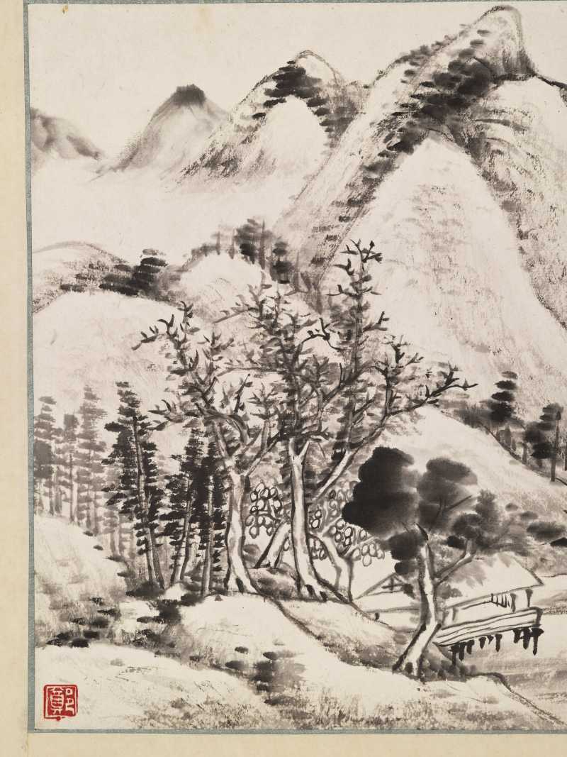 甲申（1944年）作 洪范、郑石桥、沈蔚文 山水花卉三帧 - 图15