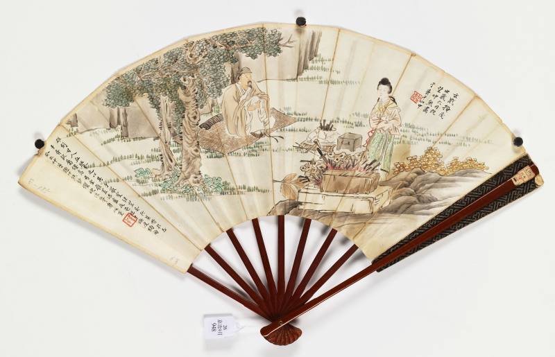 玄默掩茂（1922年）作 吴仲熊 停琴赏荷·铸剑图 - 图2