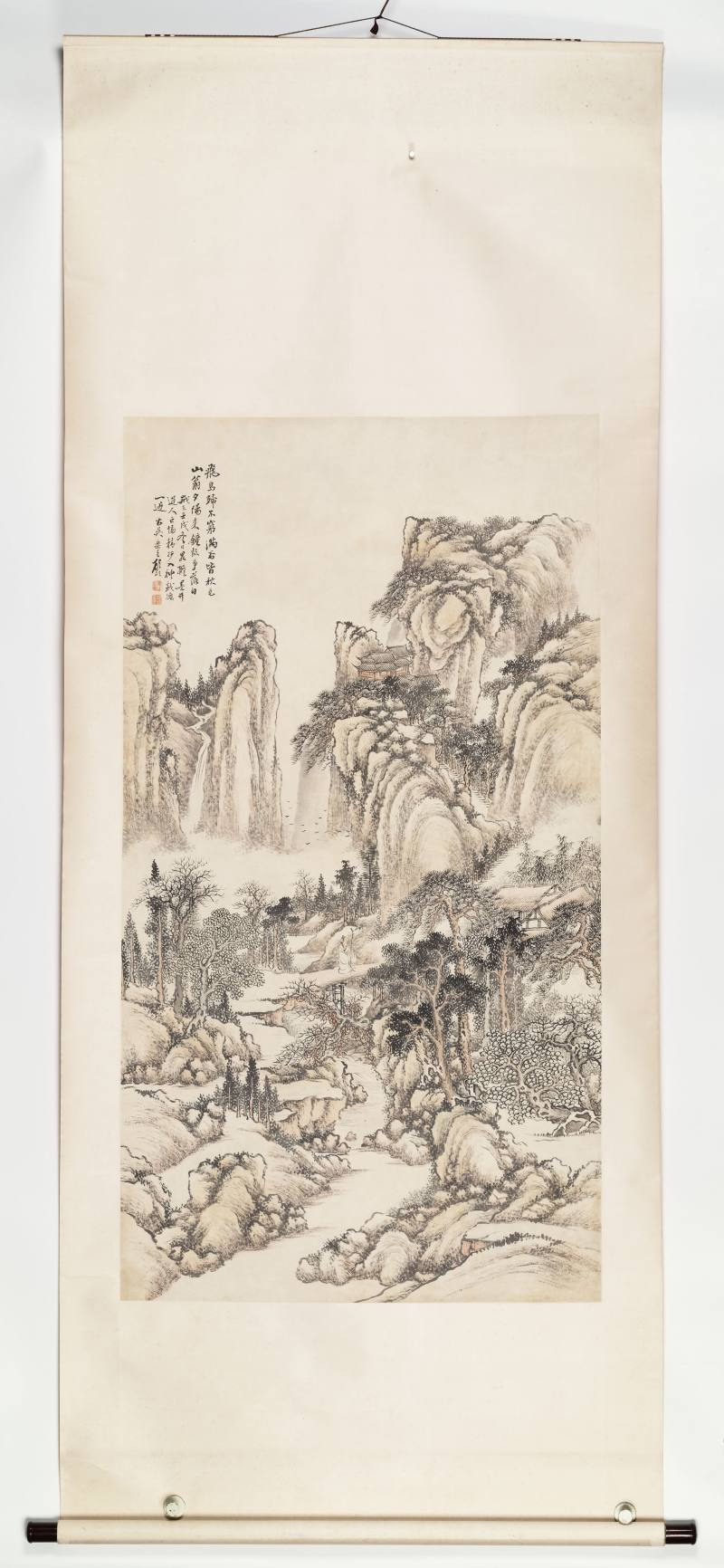壬戌（1922年）作 顾颐 秋山策杖 - 图2