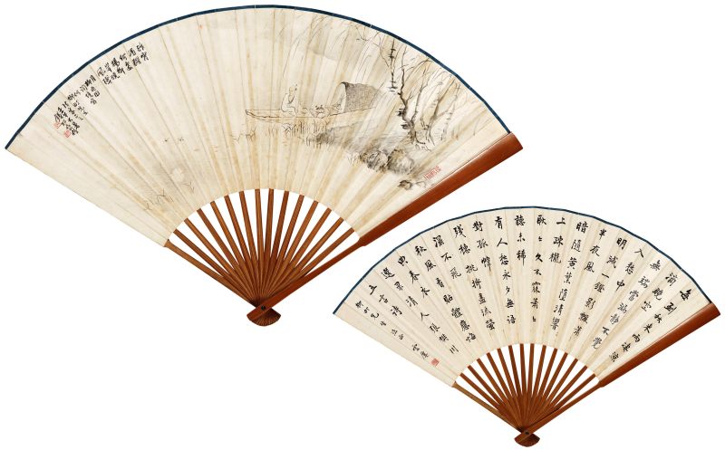 壬午（1942年）作 钱松嵒、云楼 听笛观月·行书五言诗