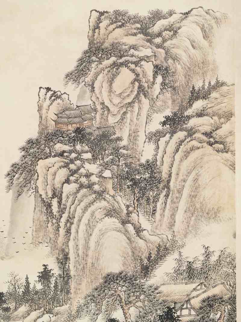 壬戌（1922年）作 顾颐 秋山策杖 - 图3