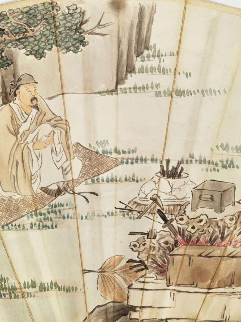 玄默掩茂（1922年）作 吴仲熊 停琴赏荷·铸剑图 - 图4