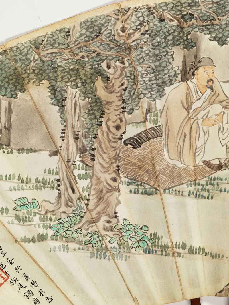 玄默掩茂（1922年）作 吴仲熊 停琴赏荷·铸剑图 - 图5