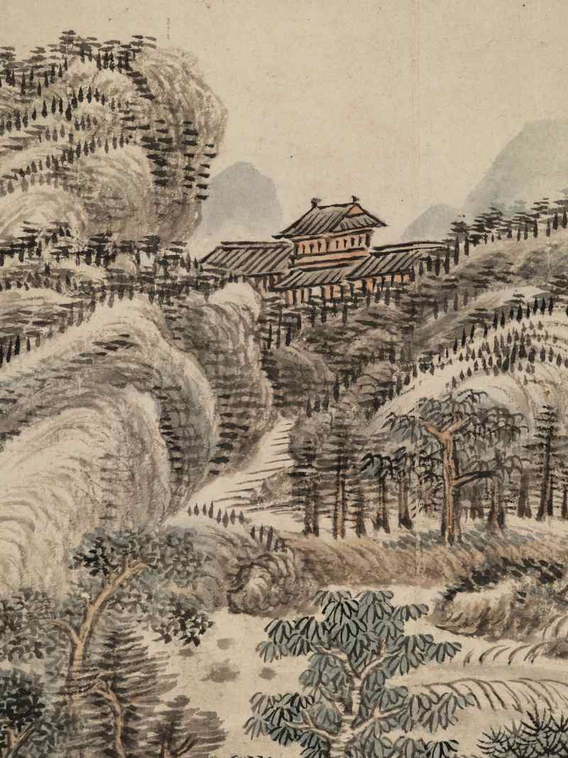 庚申（1680年）作 王翚（款） 仿元人山水二帧 - 图7