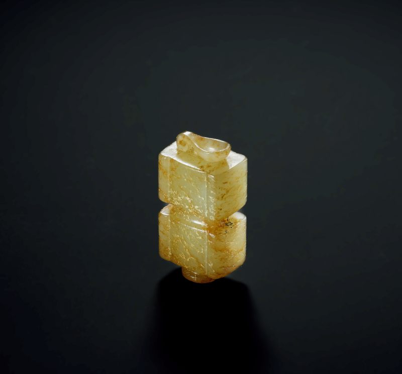 白玉沁色司南佩