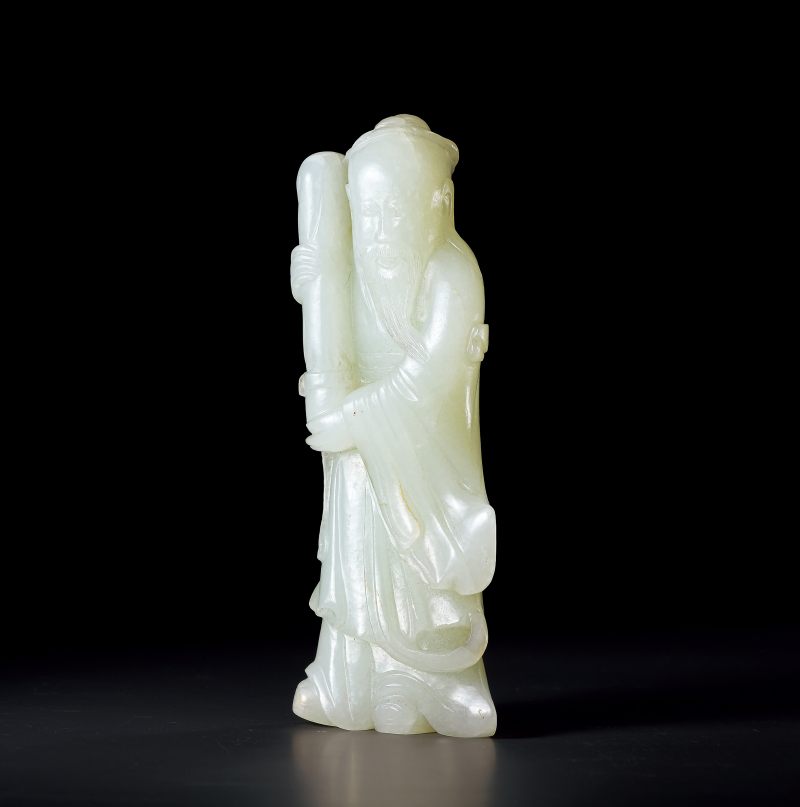 清 白玉攜琴高士