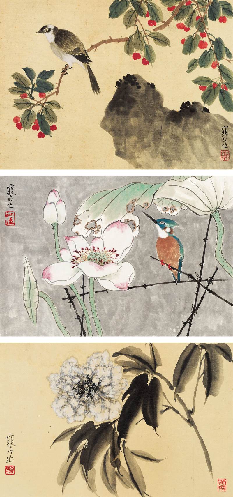 江寒汀 花鳥三幀