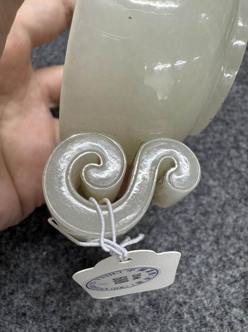 清早期 白玉卷雲柄杯 - 图5