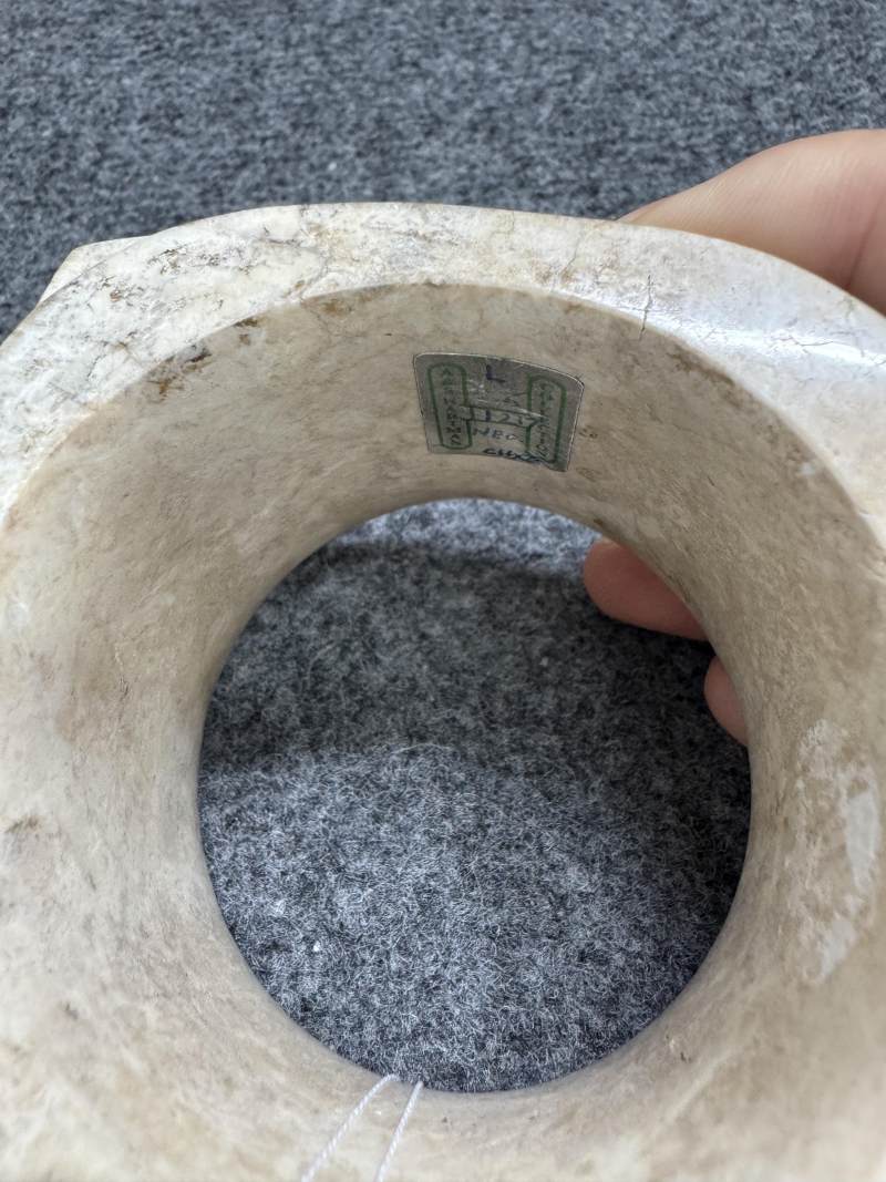 玉雕神人面紋兩節琮 - 图27