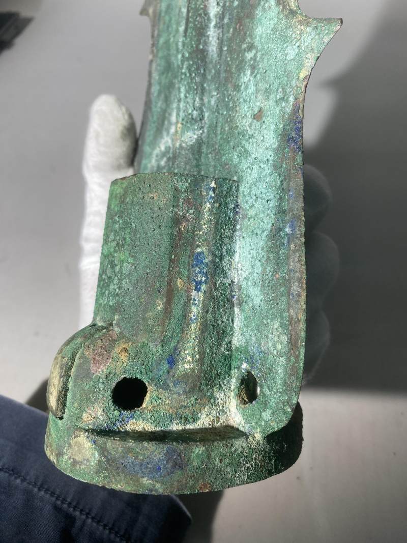 青銅矛形車轄軎一對 - 图5
