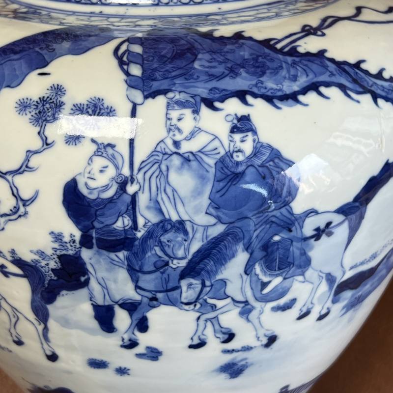 清 青花木兰秋狝图将军罐 - 图14