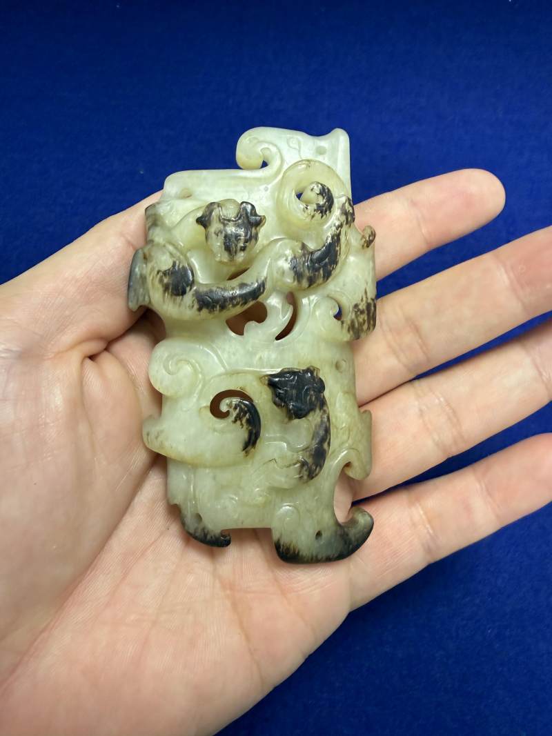 玉黑沁龍鳳紋佩 - 图7