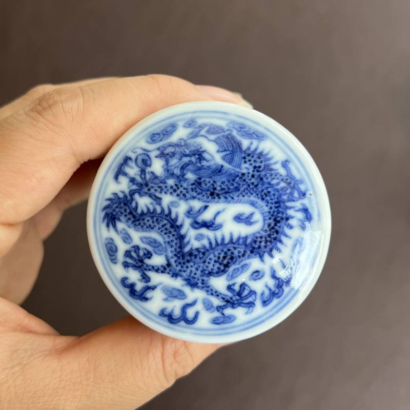 清光绪 青花云龙纹轴头一对 - 图18