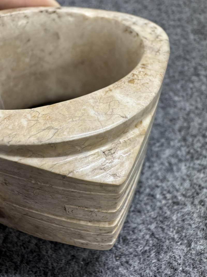 玉雕神人面紋兩節琮 - 图31