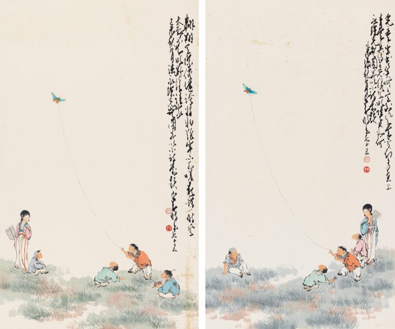 溫永琛 風箏圖二幀