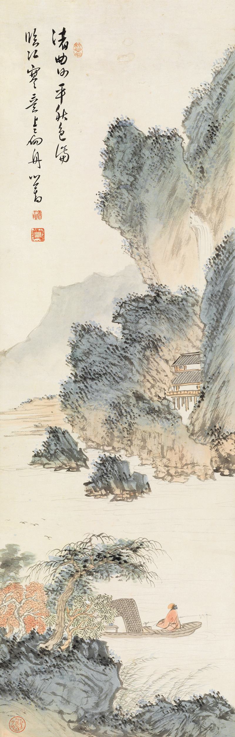溥 儒 臨江獨釣
