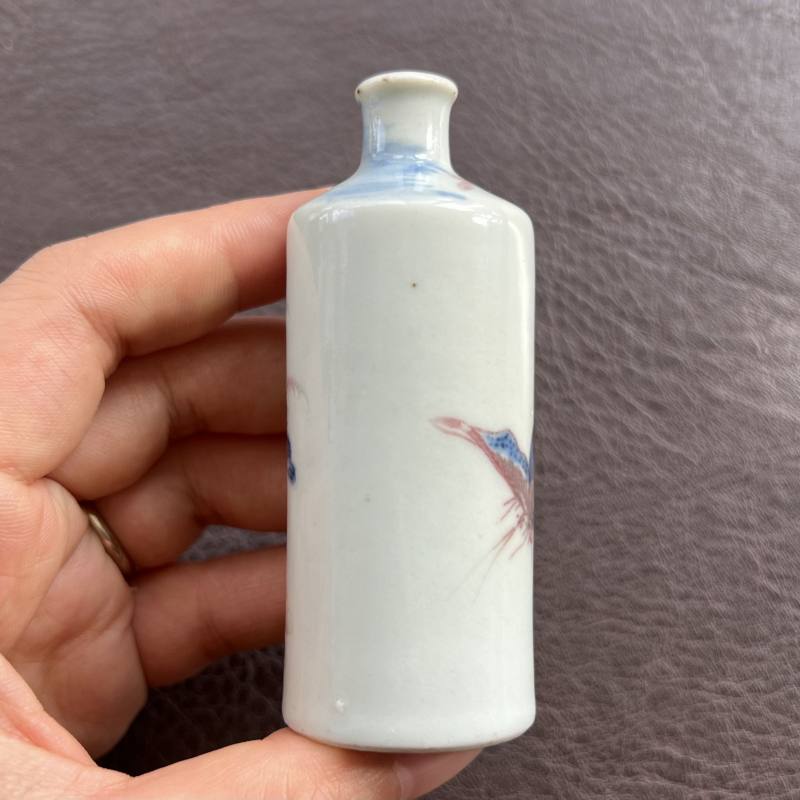 清中期 青花釉里红花蝶纹鼻烟壶 - 图4