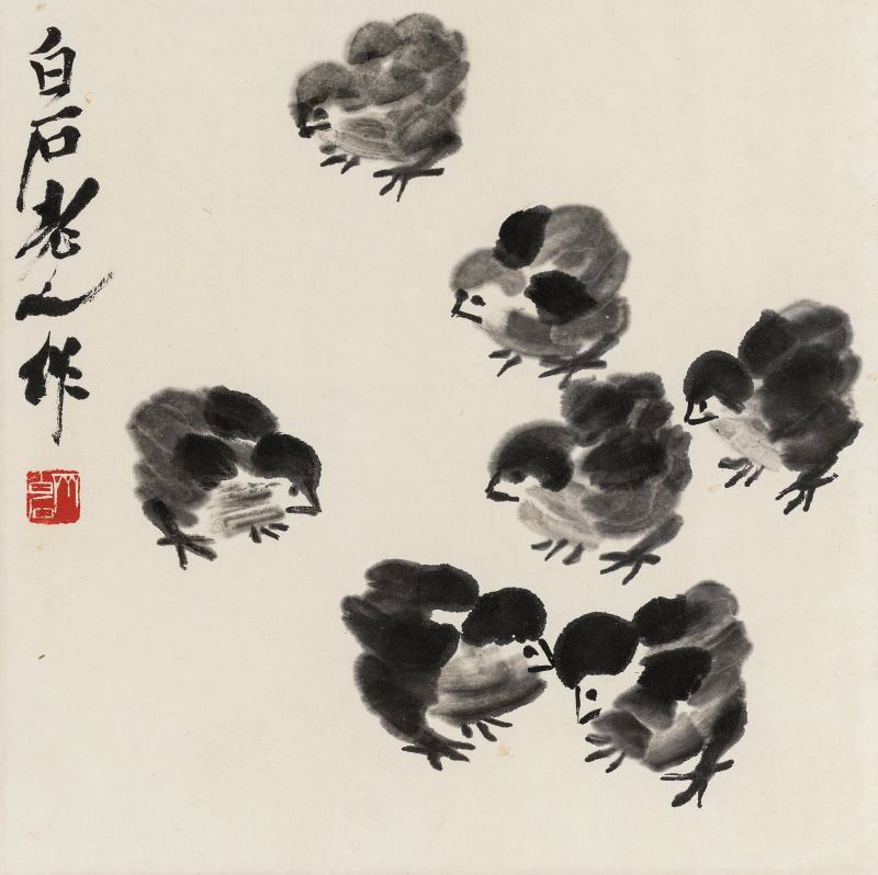 齊白石 水墨雛雞