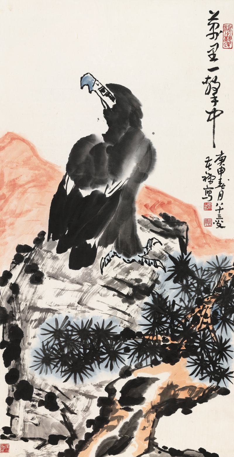庚申（1980年）作 李苦禪 萬里一擊中