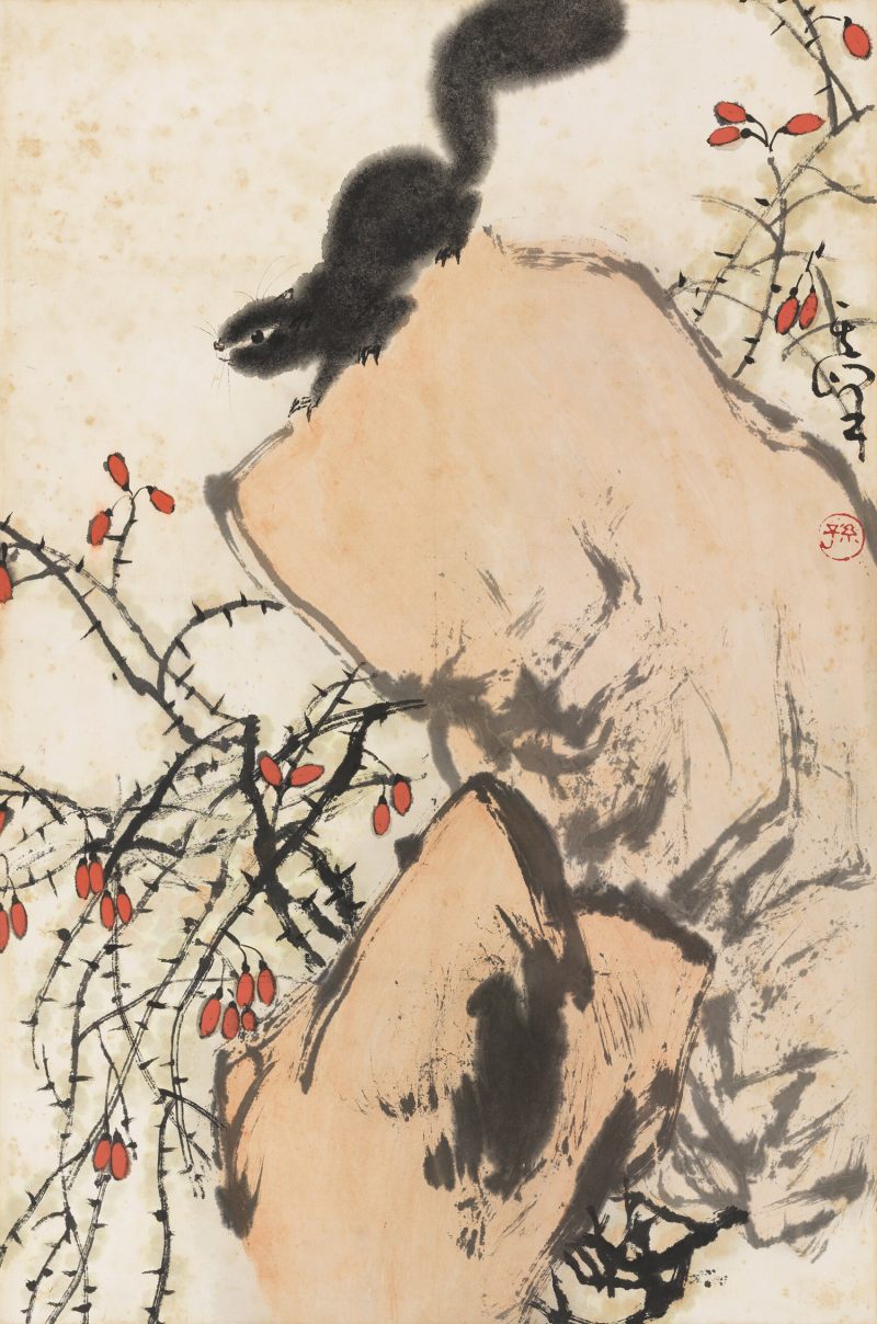 孫其峰 紅葉松鼠