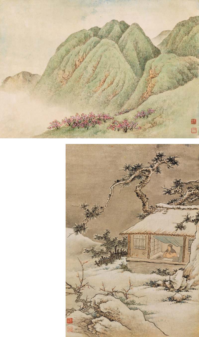 劉子久 山水人物二幀