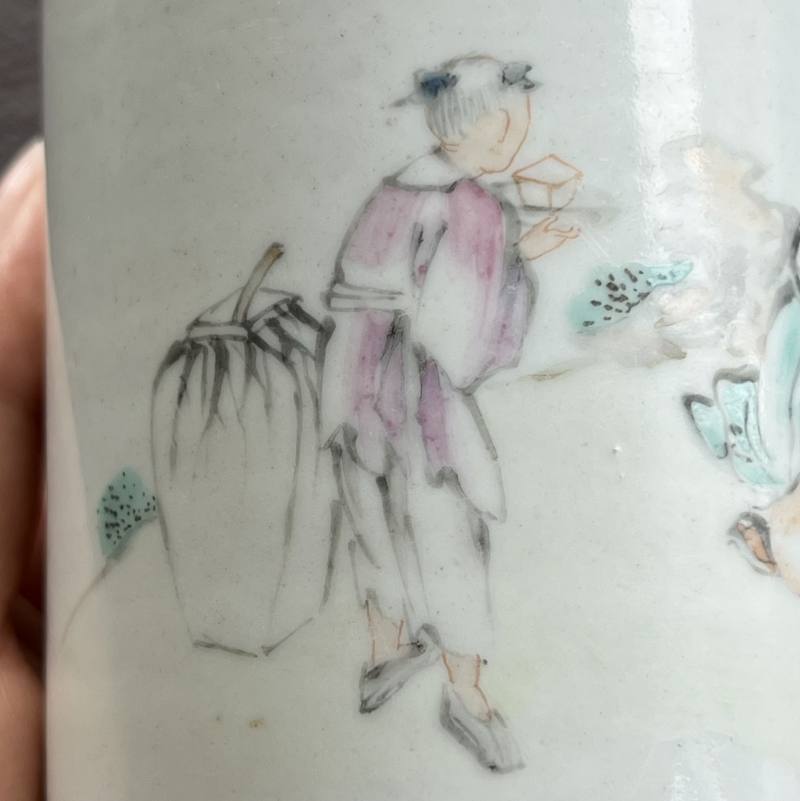 清雍正-乾隆 浅绛彩三酸图笔筒 - 图13