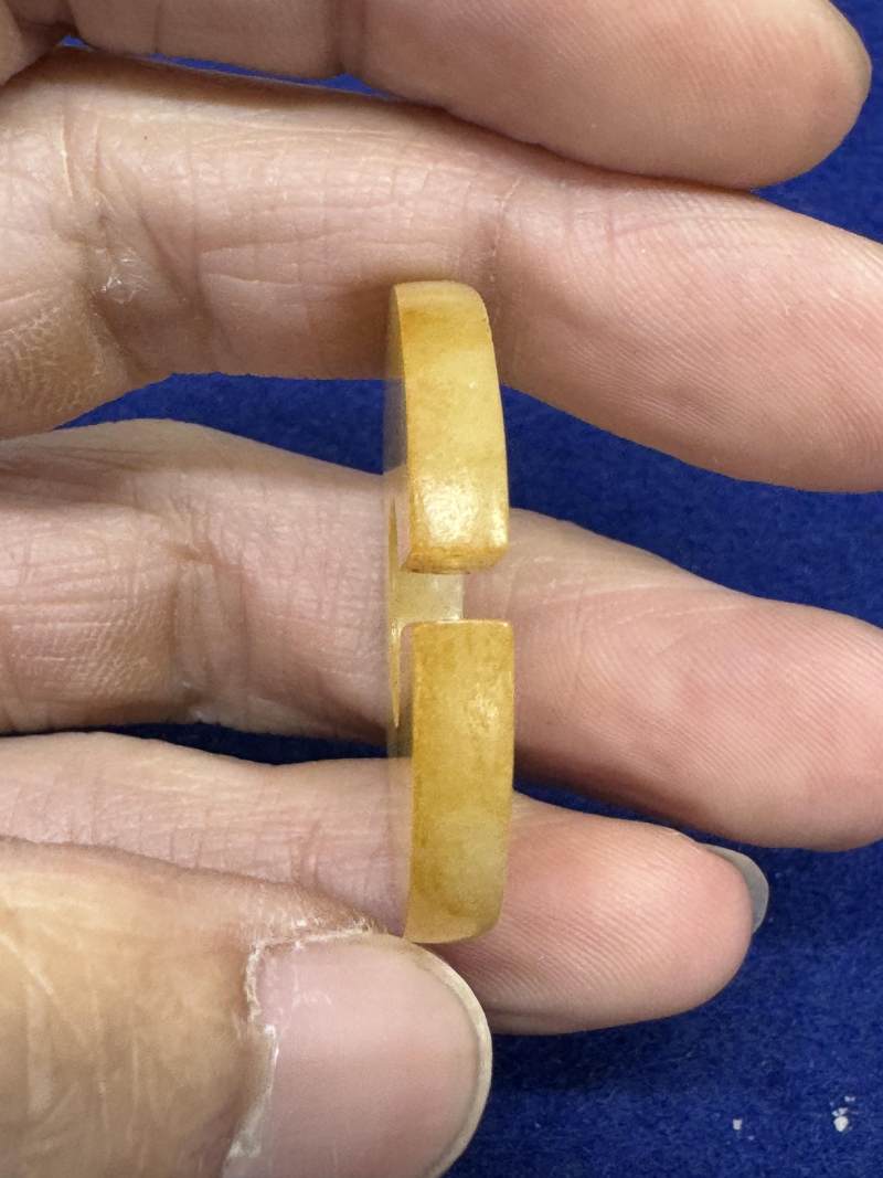 白玉紅沁龍紋玦一對 - 图19