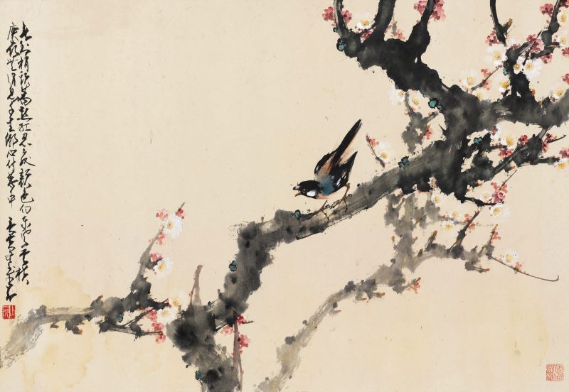 庚寅（1950年）作 趙少昂 桃花小鳥