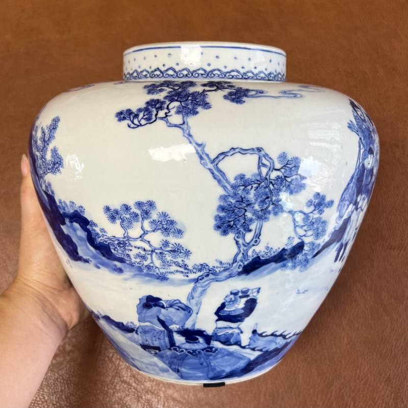 清 青花木兰秋狝图将军罐 - 图7