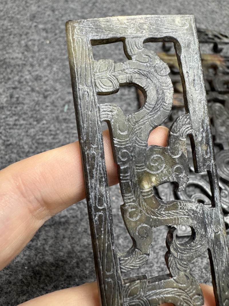 玉受沁鏤雕楚式獸面紋活環飾 - 图14