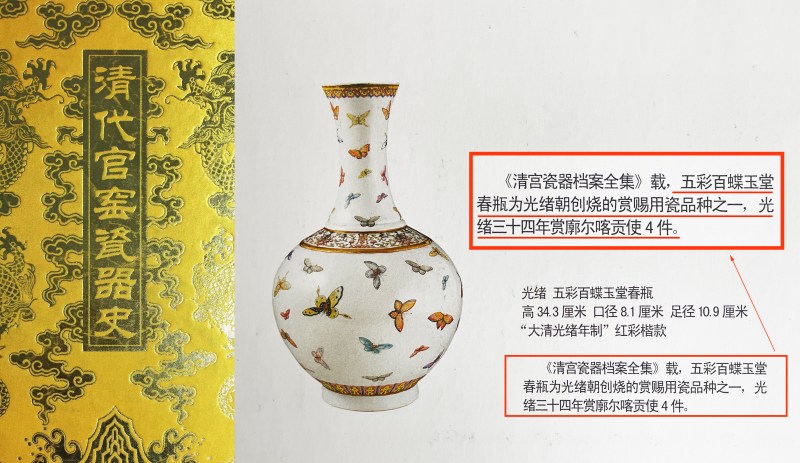 清光绪 粉彩百蝶纹玉堂春瓶一对 - 图22