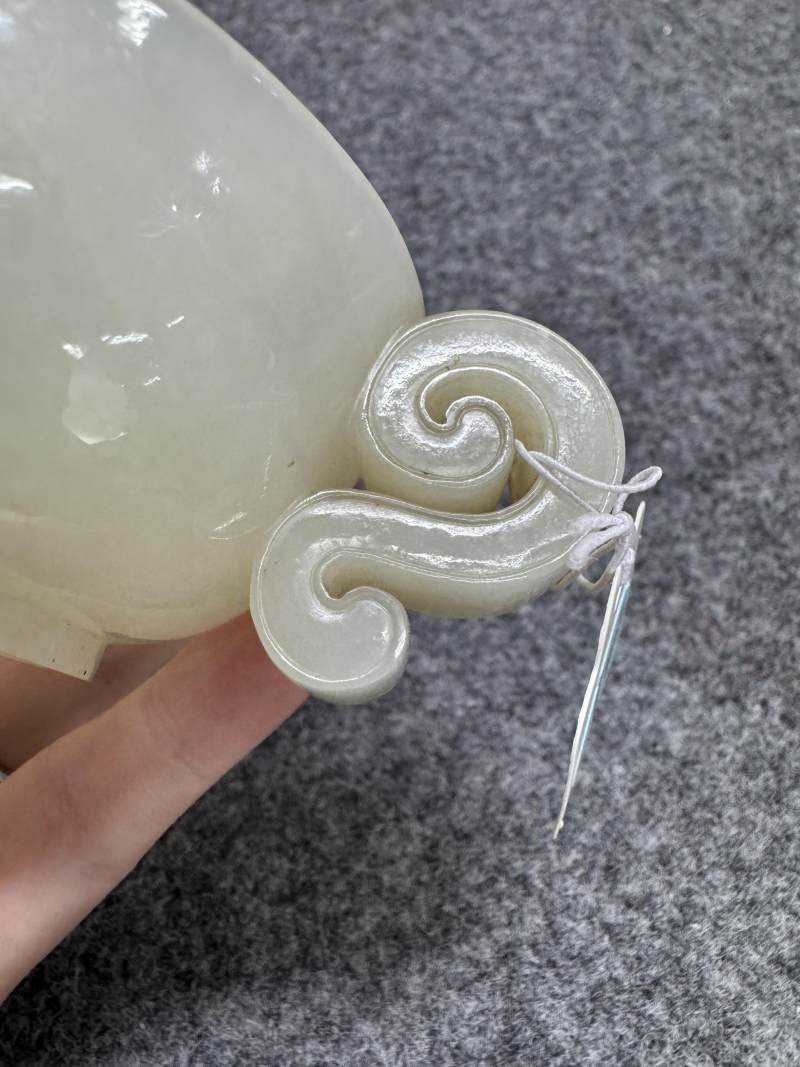 清早期 白玉卷雲柄杯 - 图9