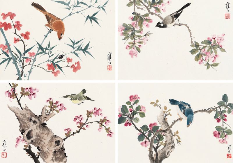 江寒汀 花鳥四幀