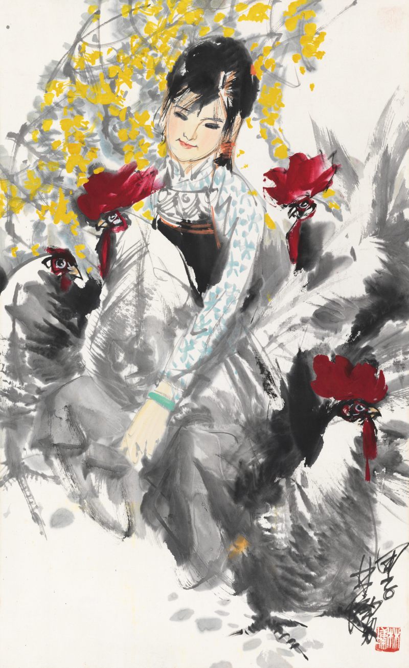 甲子（1984年）作 林 墉 迎春