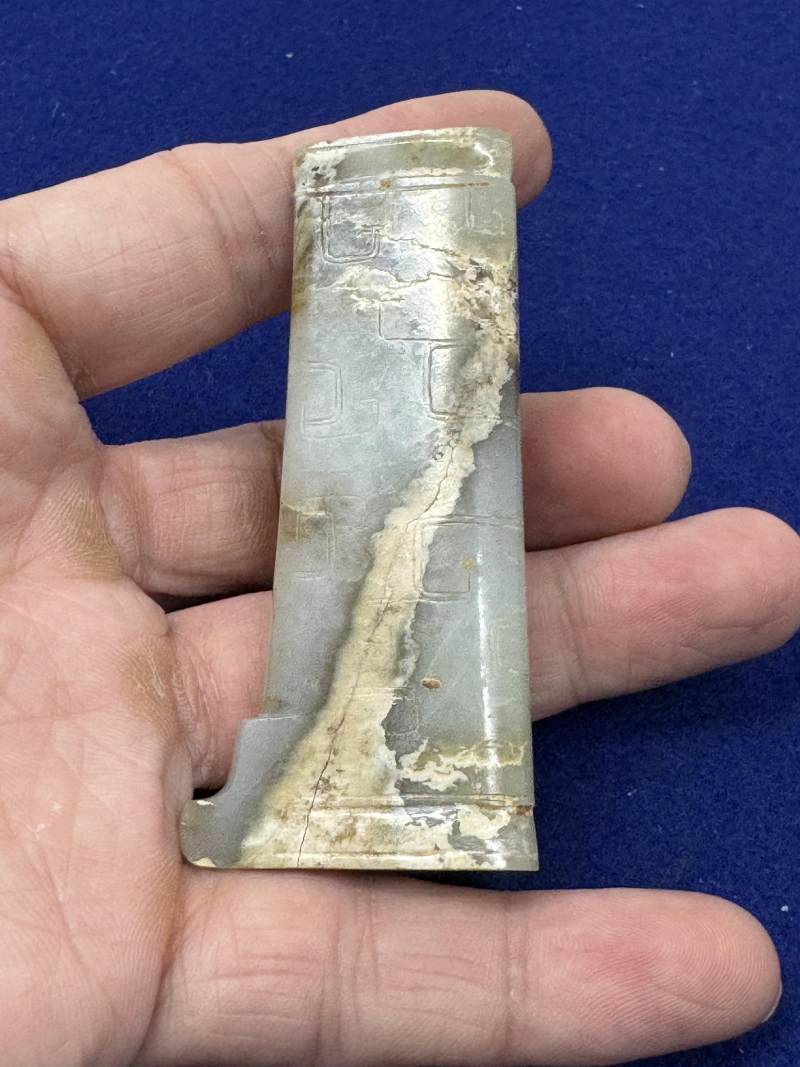 白玉勾連雲紋飾一對 - 图17