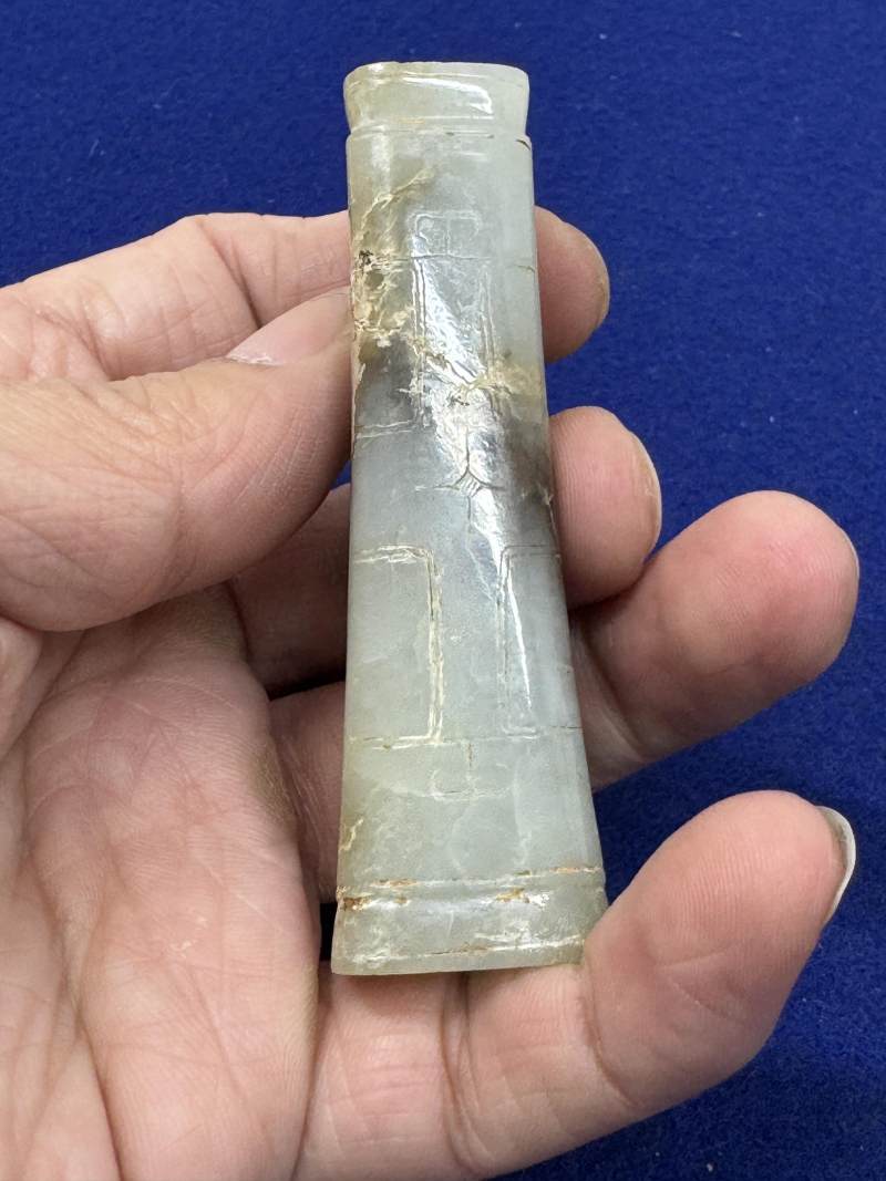 白玉勾連雲紋飾一對 - 图18