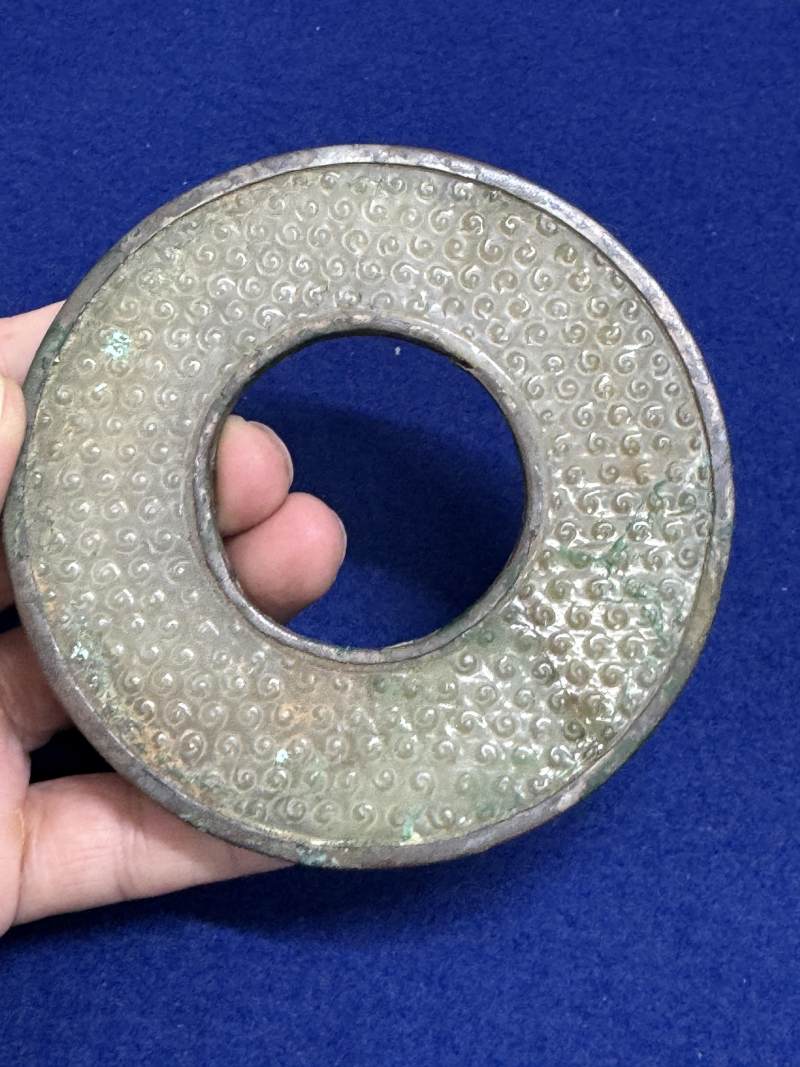 白玉銅鎏金鑲邊榖紋環和白玉銀鑲邊榖紋環各一件 - 图15