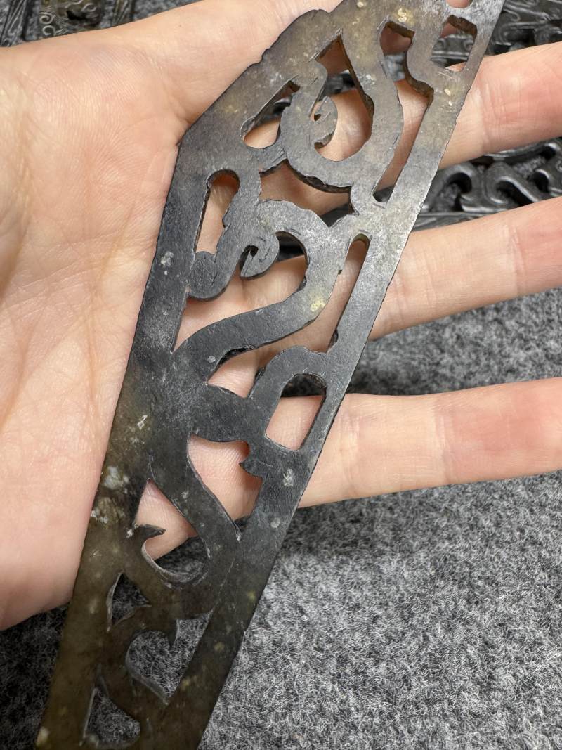 玉受沁鏤雕楚式獸面紋活環飾 - 图94
