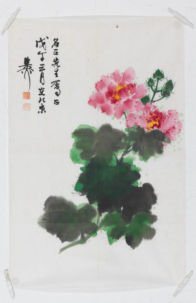 戊午（1978年）作 謝稚柳 芙蓉花 - 图2