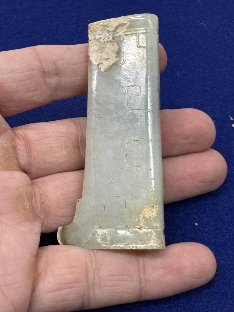 白玉勾連雲紋飾一對 - 图21