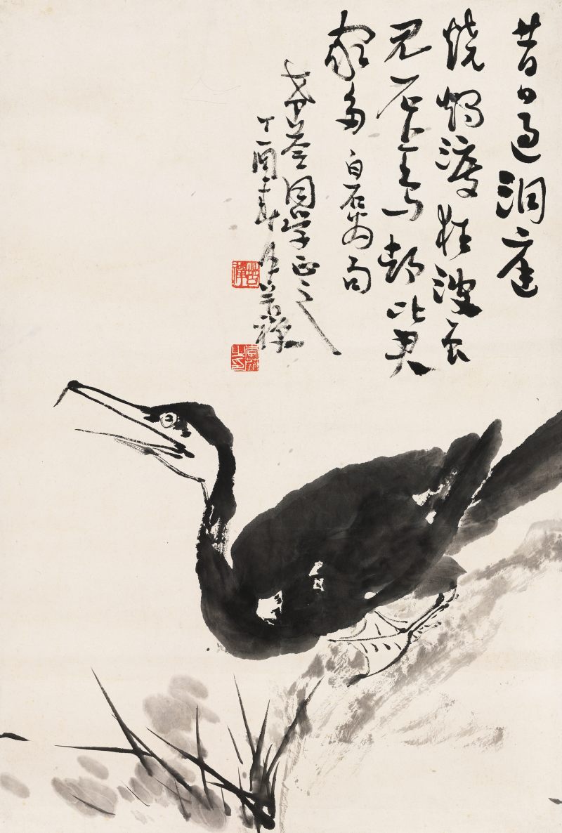 丁酉（1957年）作 李苦禪 魚鷹