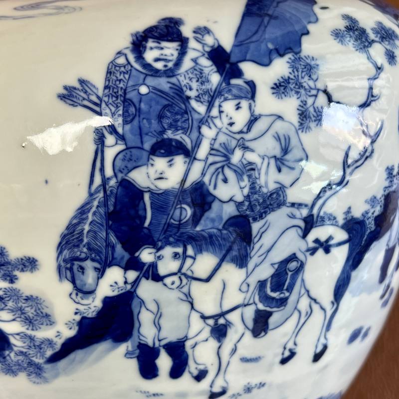 清 青花木兰秋狝图将军罐 - 图12