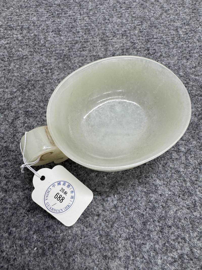 清早期 白玉卷雲柄杯 - 图2