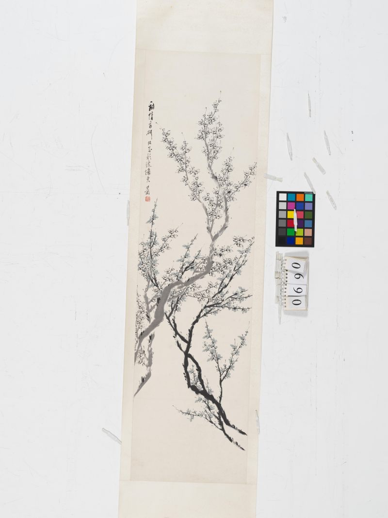 金心蘭 雙梅競芳對屏 - 图2