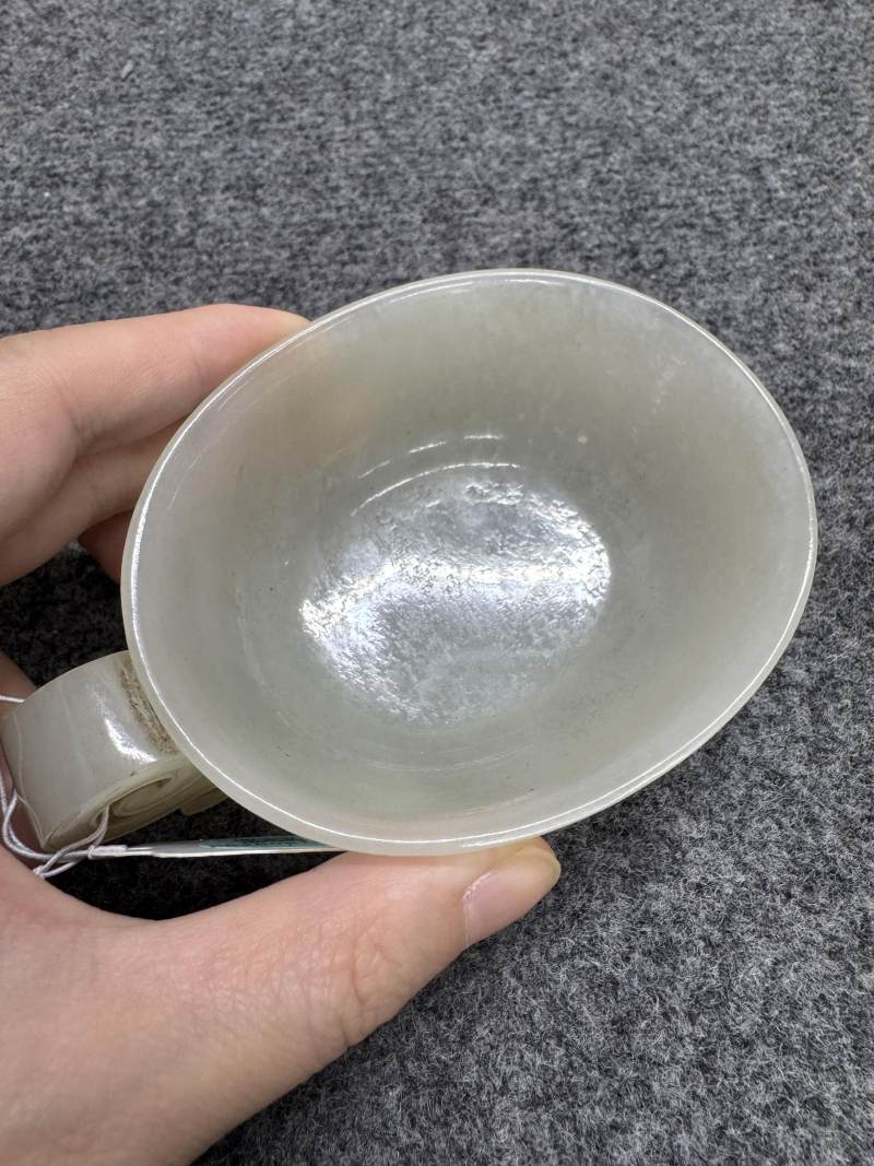 清早期 白玉卷雲柄杯 - 图3