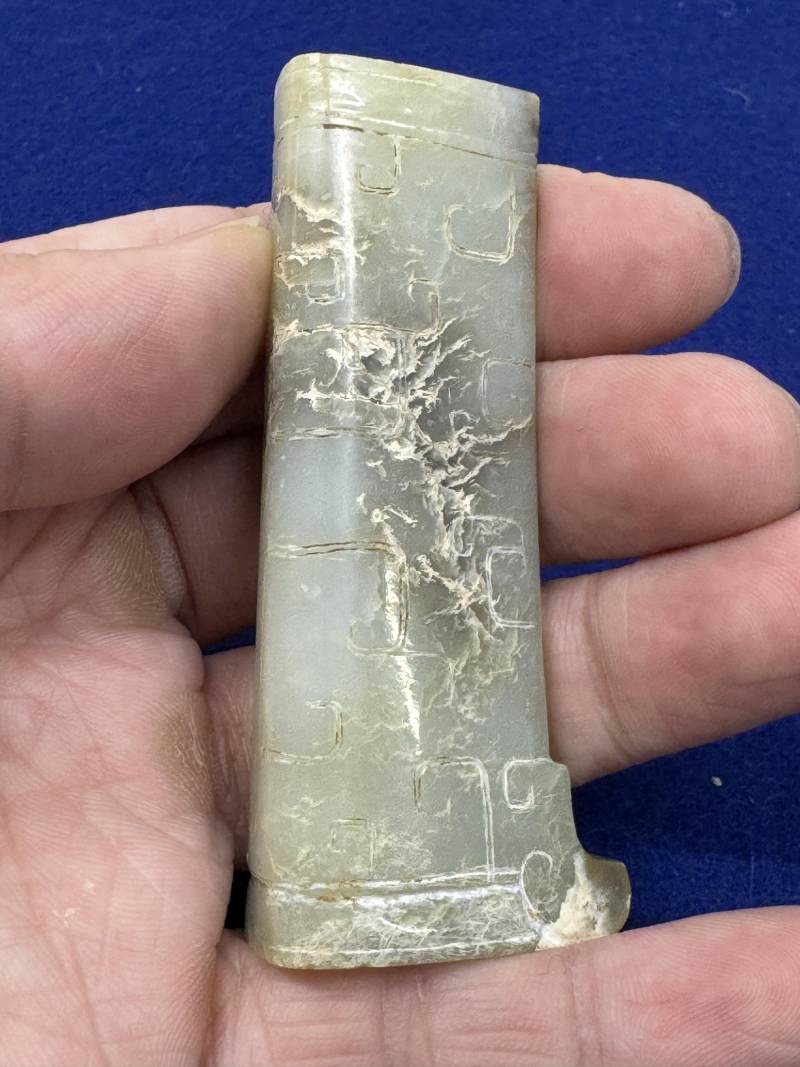 白玉勾連雲紋飾一對 - 图23